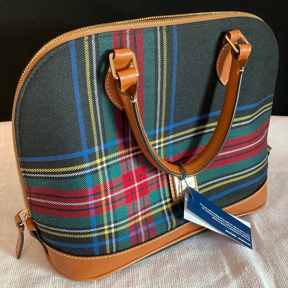 Dooney & Bourke NWT Black Tartan Plaid Zip Zip Satchel | Classic Structured Bag - Picture 5 of 12